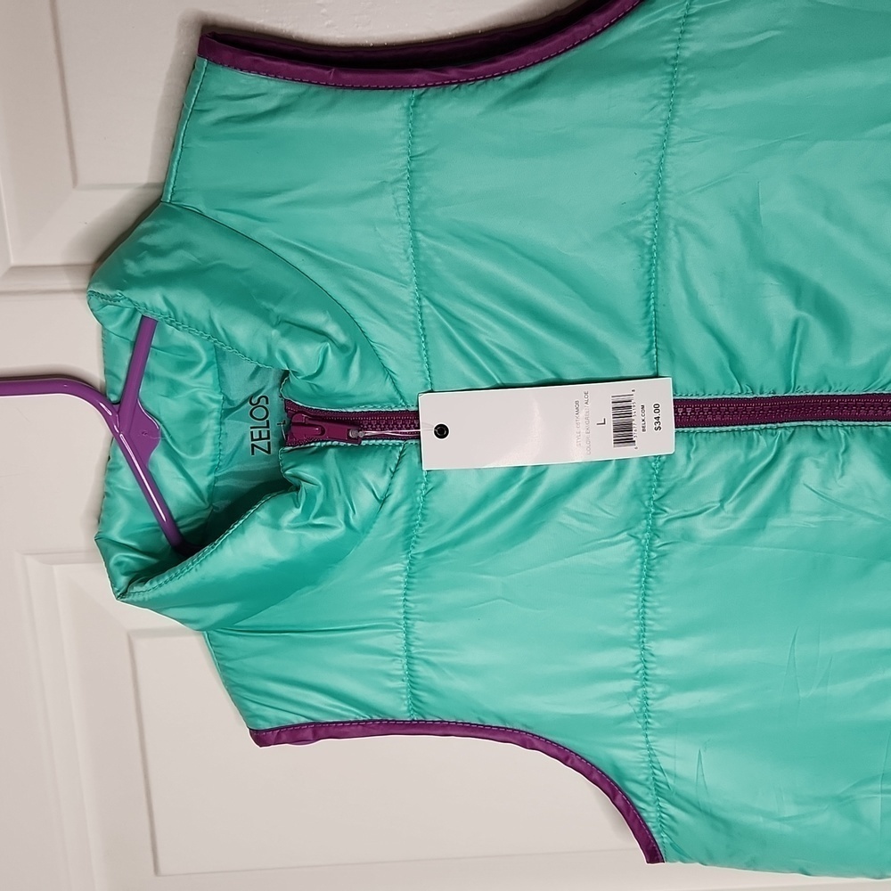 Zelos Girls Seafoam Purple Puffer Vest Size L NWT - Picture 4 of 10
